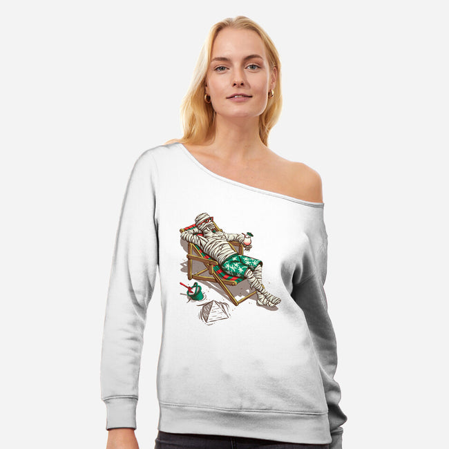 Mummy On Vacation-Womens-Off Shoulder-Sweatshirt-Ramos