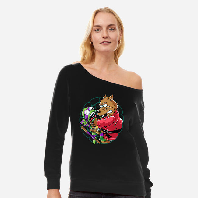 Why You Little Turtle Don-Womens-Off Shoulder-Sweatshirt-yellovvjumpsuit