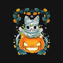 Mummy Pumpkin Cat-None-Fleece-Blanket-Vallina84