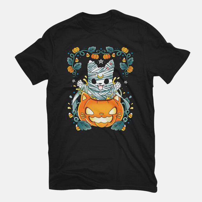 Mummy Pumpkin Cat-Mens-Basic-Tee-Vallina84