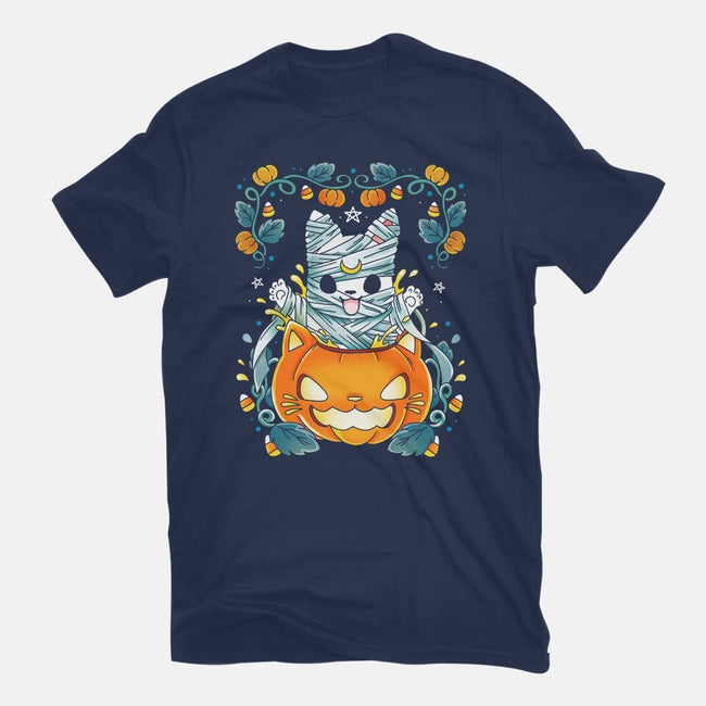 Mummy Pumpkin Cat-Mens-Heavyweight-Tee-Vallina84