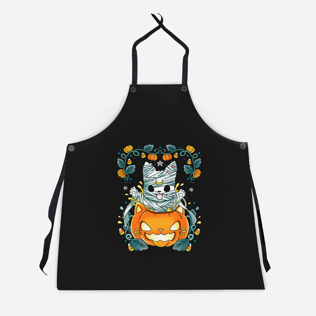 Mummy Pumpkin Cat-Unisex-Kitchen-Apron-Vallina84