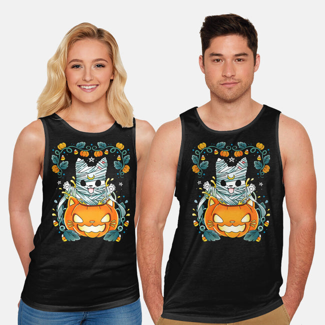 Mummy Pumpkin Cat-Unisex-Basic-Tank-Vallina84