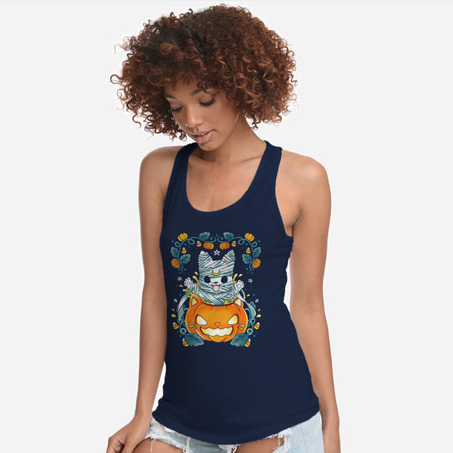 Mummy Pumpkin Cat-Womens-Racerback-Tank-Vallina84