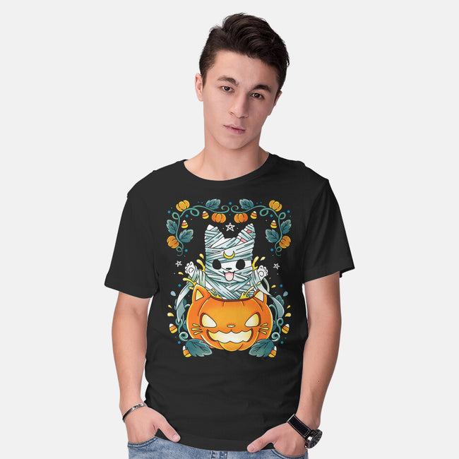 Mummy Pumpkin Cat-Mens-Basic-Tee-Vallina84