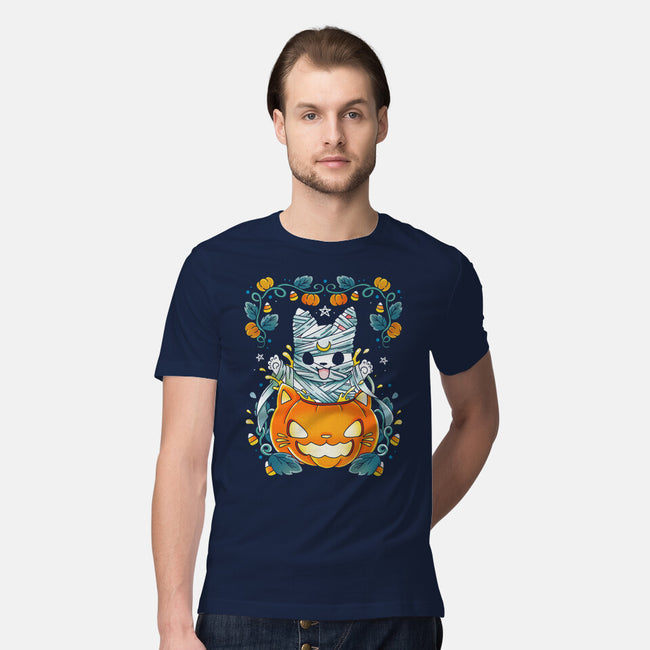 Mummy Pumpkin Cat-Mens-Premium-Tee-Vallina84