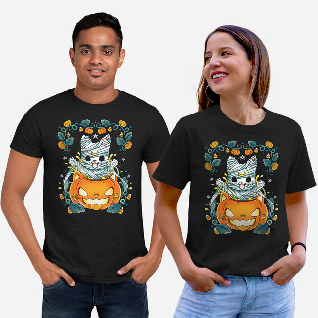 Mummy Pumpkin Cat-Unisex-Basic-Tee-Vallina84