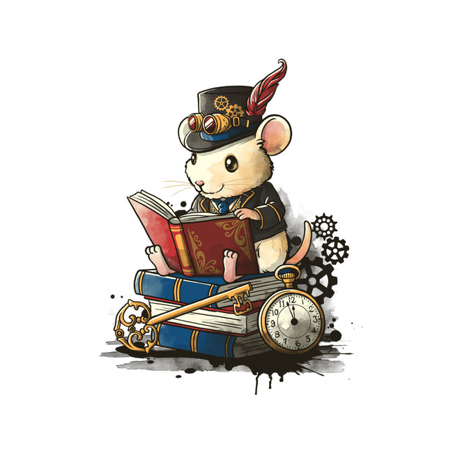 Steampunk Mouse Reader-Womens-Fitted-Tee-NemiMakeit