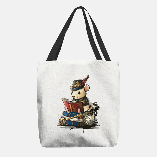 Steampunk Mouse Reader-None-Basic Tote-Bag-NemiMakeit