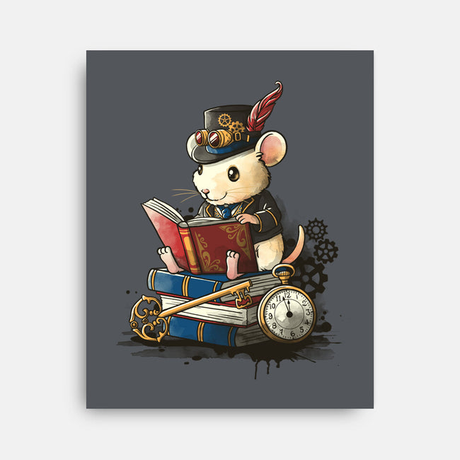 Steampunk Mouse Reader-None-Stretched-Canvas-NemiMakeit