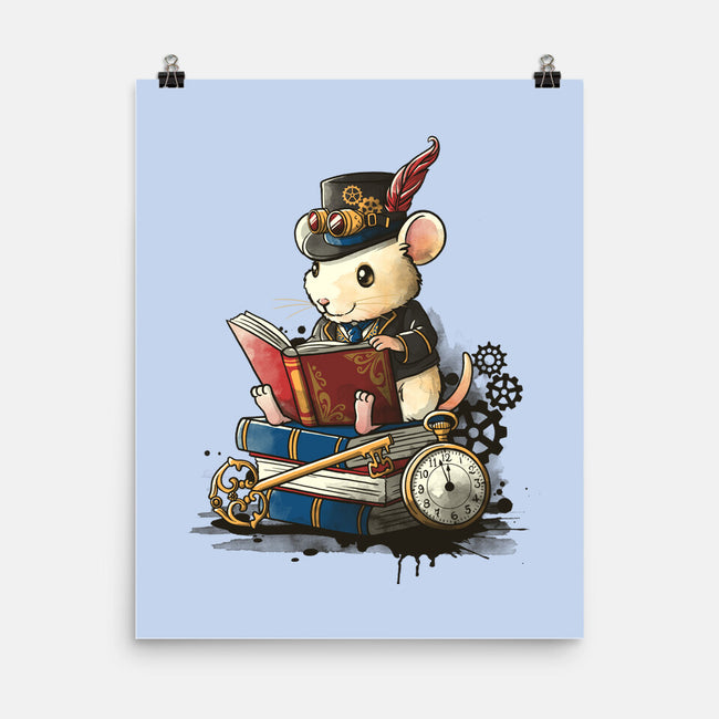 Steampunk Mouse Reader-None-Matte-Poster-NemiMakeit