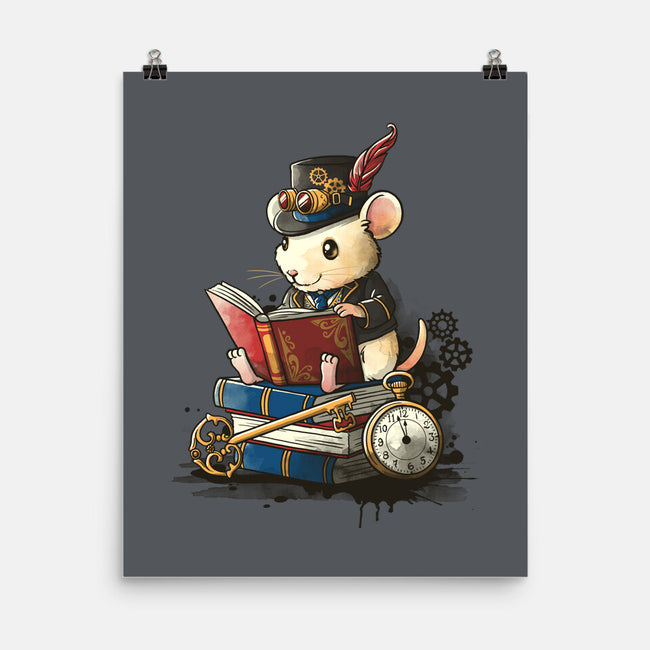 Steampunk Mouse Reader-None-Matte-Poster-NemiMakeit