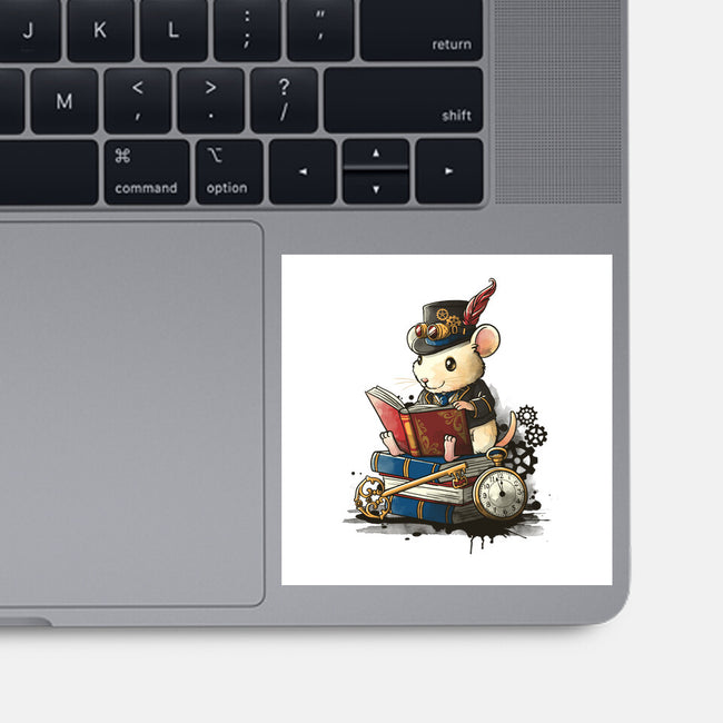 Steampunk Mouse Reader-None-Glossy-Sticker-NemiMakeit