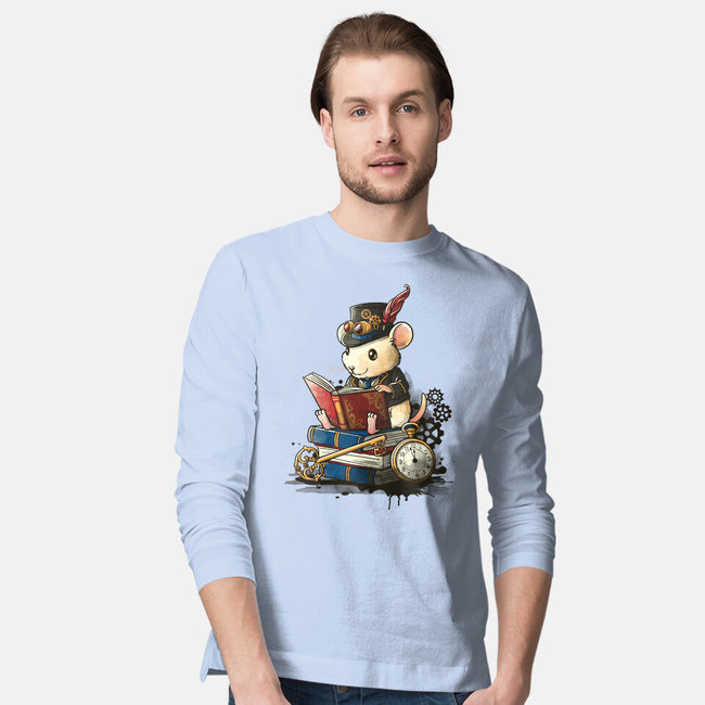 Steampunk Mouse Reader-Mens-Long Sleeved-Tee-NemiMakeit