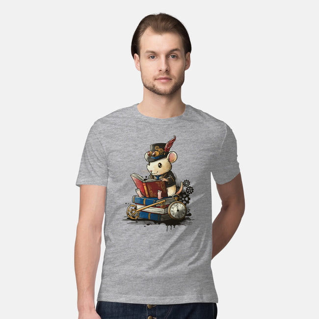 Steampunk Mouse Reader-Mens-Premium-Tee-NemiMakeit