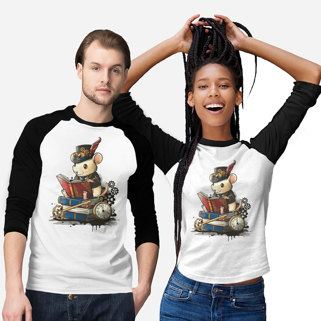 Steampunk Mouse Reader-Unisex-Baseball-Tee-NemiMakeit