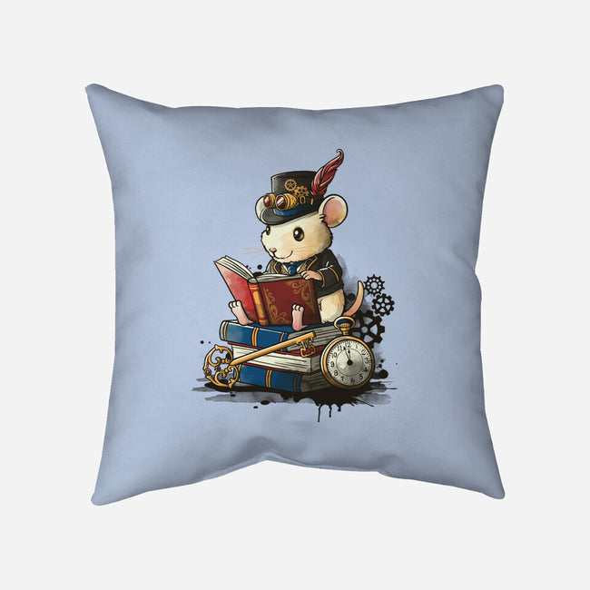 Steampunk Mouse Reader-None-Removable Cover-Throw Pillow-NemiMakeit