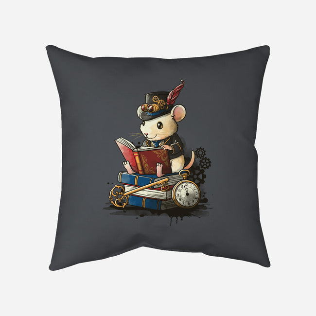 Steampunk Mouse Reader-None-Removable Cover-Throw Pillow-NemiMakeit