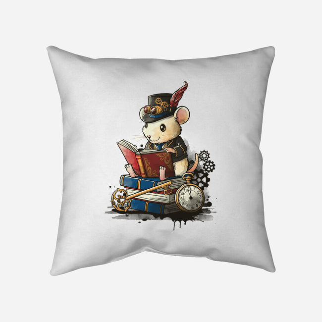 Steampunk Mouse Reader-None-Removable Cover-Throw Pillow-NemiMakeit