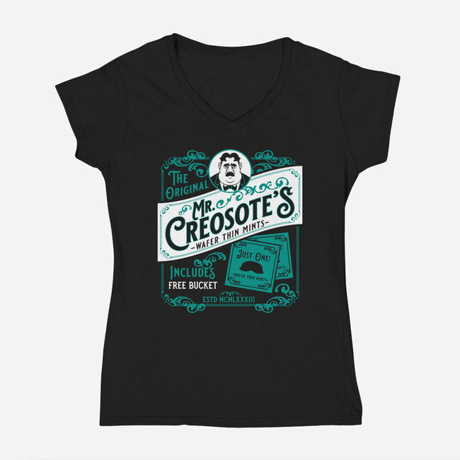 Creosote's Wafer Thin Mints-Womens-V-Neck-Tee-Nemons