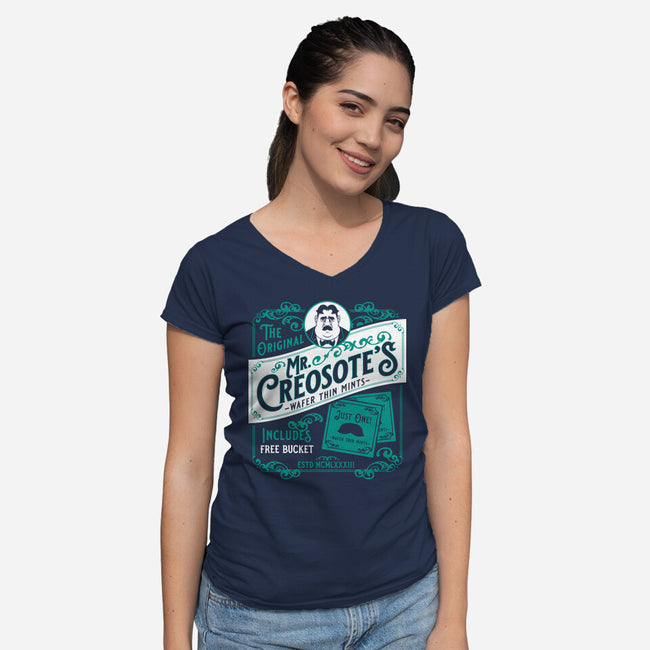 Creosote's Wafer Thin Mints-Womens-V-Neck-Tee-Nemons