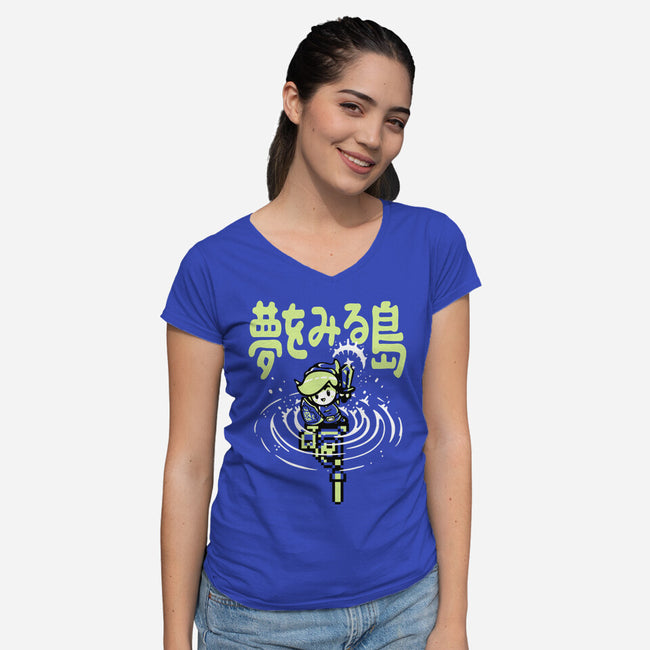 The Hero Awakes Again-Womens-V-Neck-Tee-demonigote