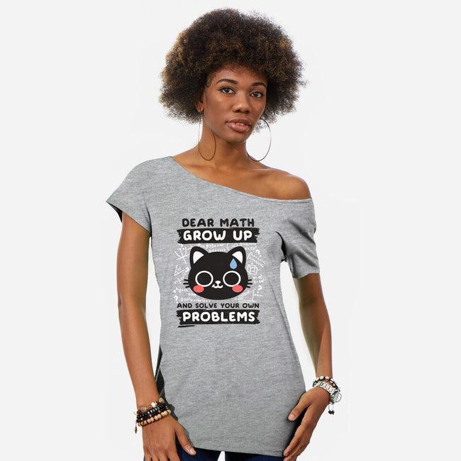 Math Confused Cat-Womens-Off Shoulder-Tee-NemiMakeit