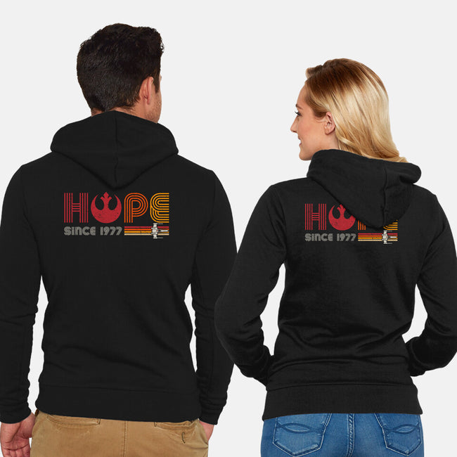 Hope Since 1977-Unisex-Zip-Up-Sweatshirt-DrMonekers