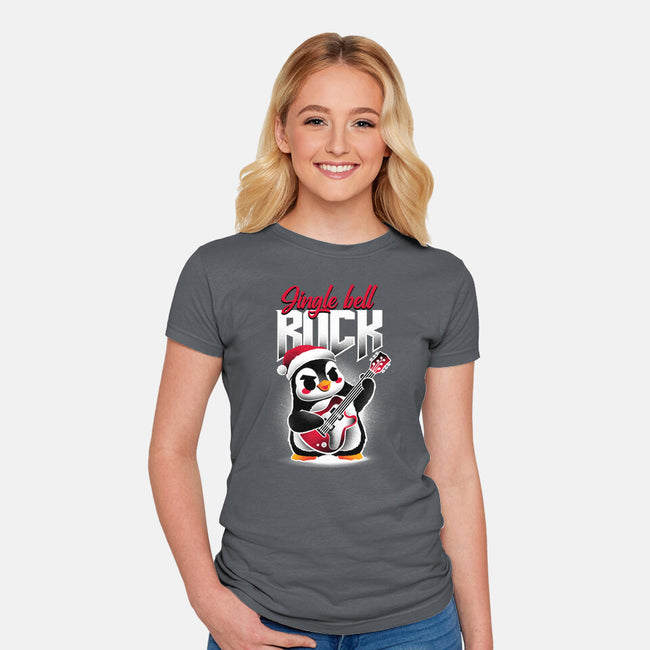 Jingle Bell Rock Penguin-Womens-Fitted-Tee-NemiMakeit