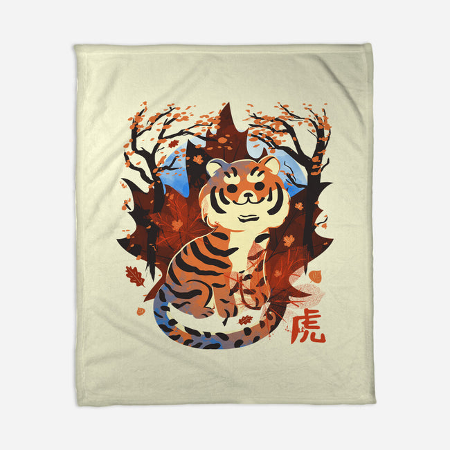 Tiger In Autumn-None-Fleece-Blanket-IKILO