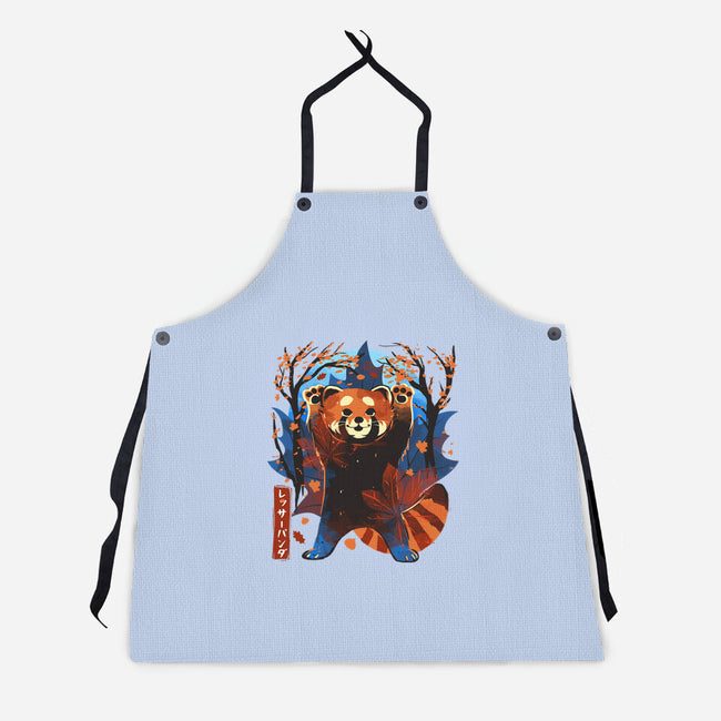 Red Panda In Autumn-Unisex-Kitchen-Apron-IKILO