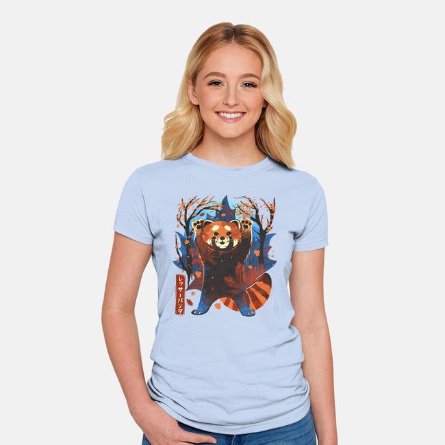 Red Panda In Autumn-Womens-Fitted-Tee-IKILO