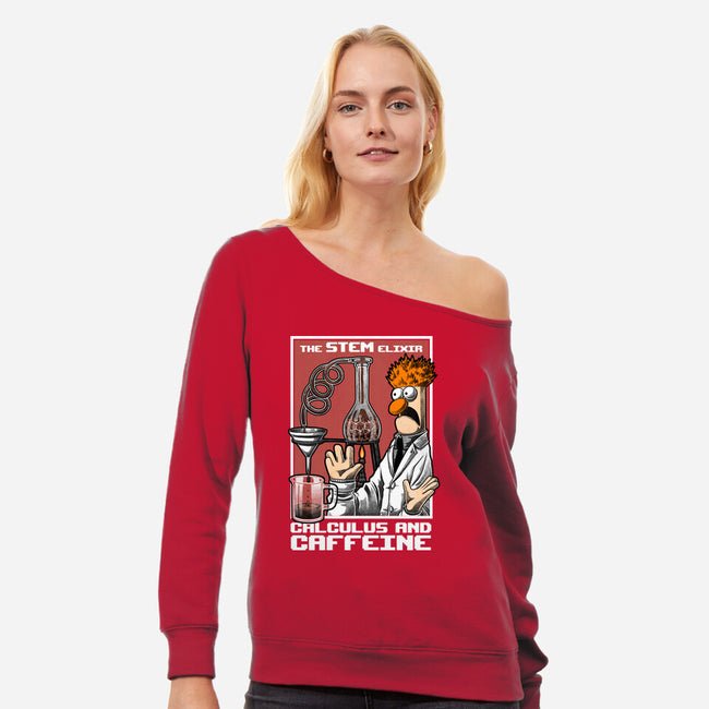 Science Puppet Coffee Lab-Womens-Off Shoulder-Sweatshirt-Studio Mootant