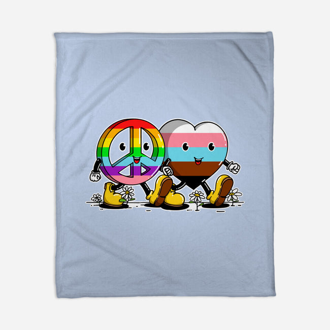 Peace And Love Friends-None-Fleece-Blanket-sebasebi