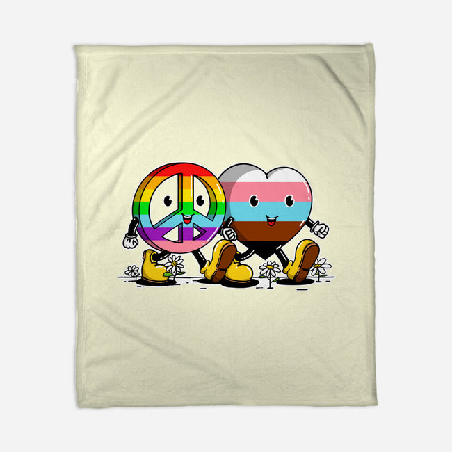 Peace And Love Friends-None-Fleece-Blanket-sebasebi