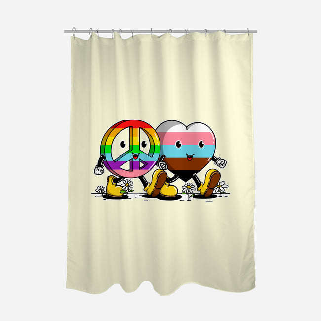 Peace And Love Friends-None-Polyester-Shower Curtain-sebasebi