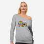 Peace And Love Friends-Womens-Off Shoulder-Sweatshirt-sebasebi