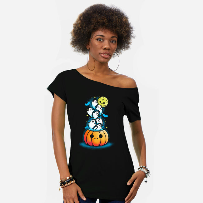 Full Of Ghost-Womens-Off Shoulder-Tee-sebasebi