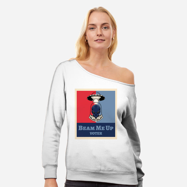 Beam Me Up Voter-Womens-Off Shoulder-Sweatshirt-ElLocoMus