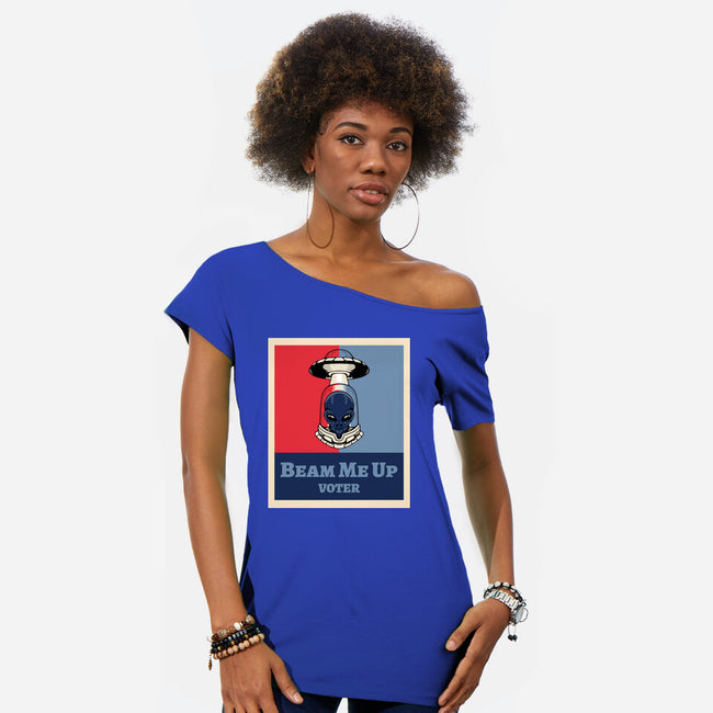 Beam Me Up Voter-Womens-Off Shoulder-Tee-ElLocoMus