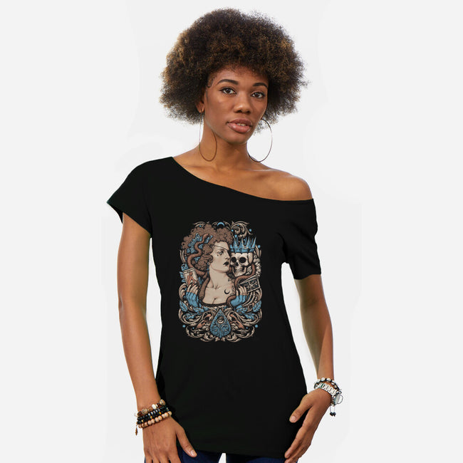 Madame Planchette-Womens-Off Shoulder-Tee-MedusaD