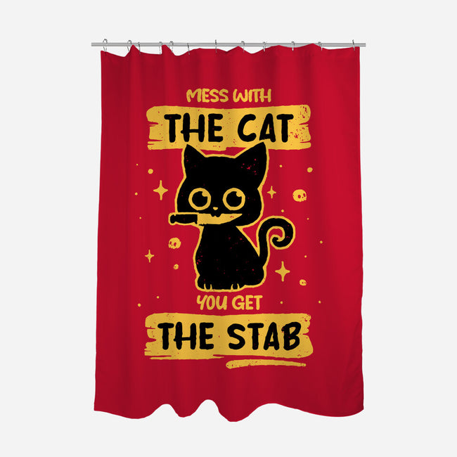 Stab Cat-None-Polyester-Shower Curtain-retrodivision