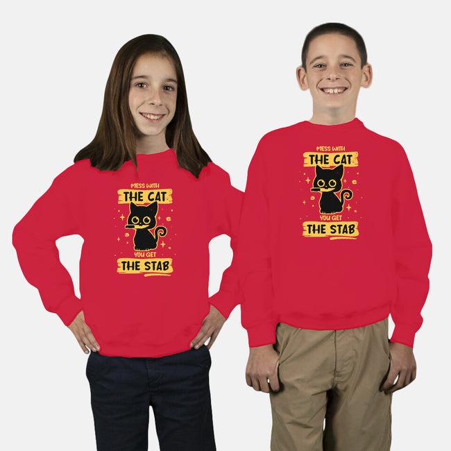 Stab Cat-Youth-Crew Neck-Sweatshirt-retrodivision