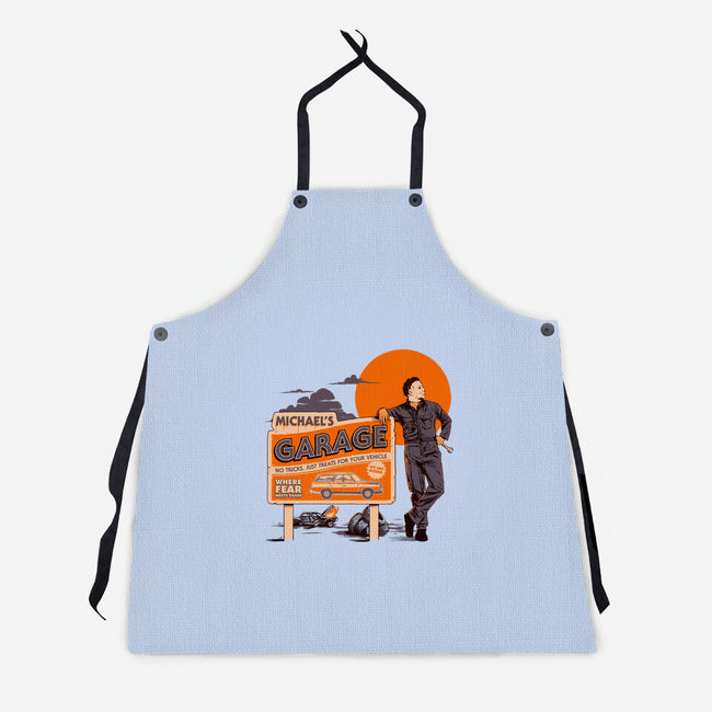 Michael's Garage-Unisex-Kitchen-Apron-Hafaell