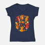 Foxes Autumn-Womens-V-Neck-Tee-Vallina84