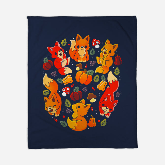 Foxes Autumn-None-Fleece-Blanket-Vallina84