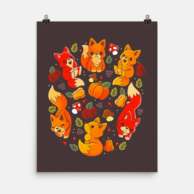 Foxes Autumn-None-Matte-Poster-Vallina84