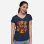 Foxes Autumn-Womens-V-Neck-Tee-Vallina84