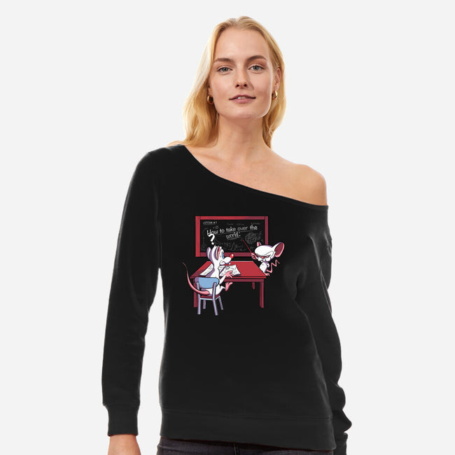 How To Take Over The World-Womens-Off Shoulder-Sweatshirt-fanfabio