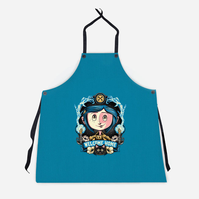 Welcome Home Coraline-Unisex-Kitchen-Apron-momma_gorilla